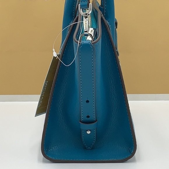 Michael Kors Avril Small Leather Top-Zip Satchel Lagoon color - Picture 14 of 16